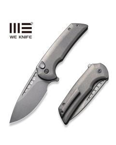 WE KNIFE Mini Malice Button Lock, Flipper, Gray Titanium Handle, CPM 20CV Blade ~ WE054BL-2