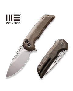 WE KNIFE Mini Malice Button Lock, Flipper, Bronze Titanium Handle, CPM 20CV Blade ~ WE054BL-4