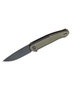WE KNIFE 20043-4 Smooth Sentinel Flipper, CPM-20CV Black Stonewashed Blade, Titanium Handles with Green Micarta Inlays