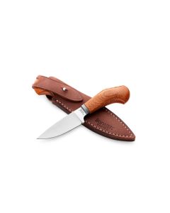 LionSteel Willy, Natural Micarta/Canvas Handles, M390 Blade Steel, Leather Sheath ~ WL1CVN