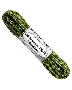 Atwood 550 Cord Paracord 100ft - Black Yellow Diamond
