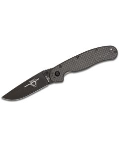 Ontario RAT Model II Folder D2 Blade Steel, Carbon Fibre with Black blade ~ 8834