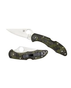 Spyderco Delica 4 FRN Zome Green, Full Flat Ground ~ C11ZFPGR  