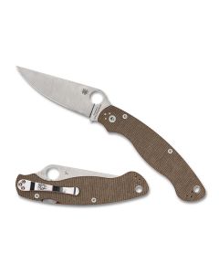 Spyderco Military 2 Compression lock, Brown Canvas Micarta CPM CRU-WEAR ~ C36MPCW2