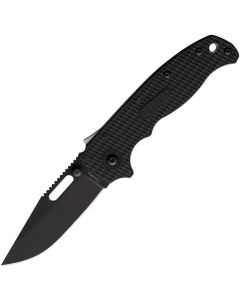 Demko Knives AD20.5 Shark Lock, Black Grivory Handles, Black DLC D2 Clip Point Blade