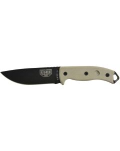 ESEE Knives ESEE-5P-E Plain Edge, Tan Micarta Handles, Black Kydex Sheath, Clip Plate
