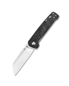QSP Penguin, Shredded CF Overlay G10 Scales, D2 Sheepsfoot Blade ~ QS130-T
